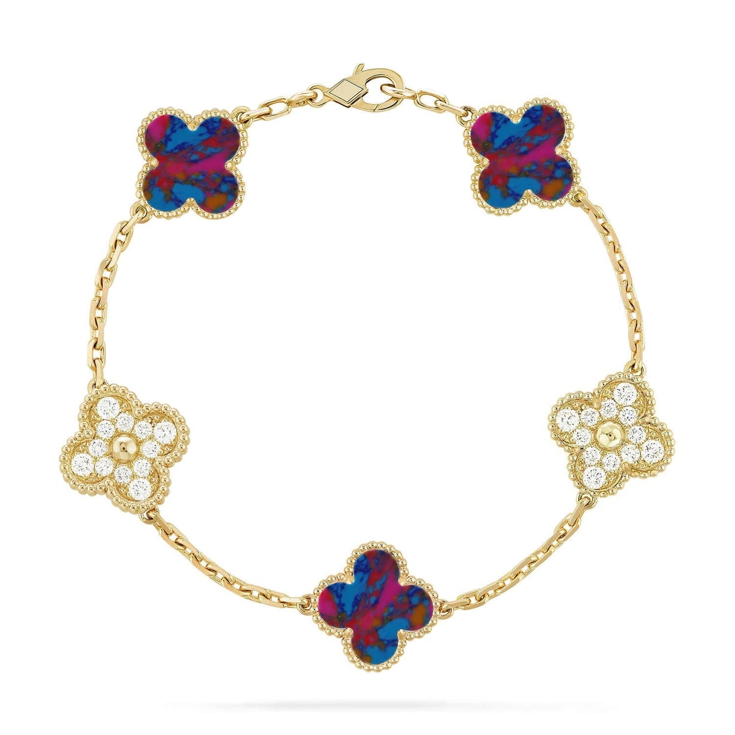 [⭐Glow Muse]CLOVER 5 MOTIF COLOR GEMSTONES BRACELET COLLECTION