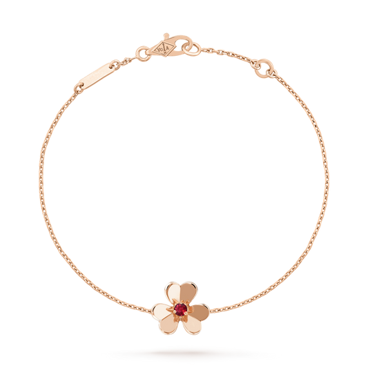 [Glow Muse]FRIVOLE GOLD FLOWER PINK MALACHITE BRACELET