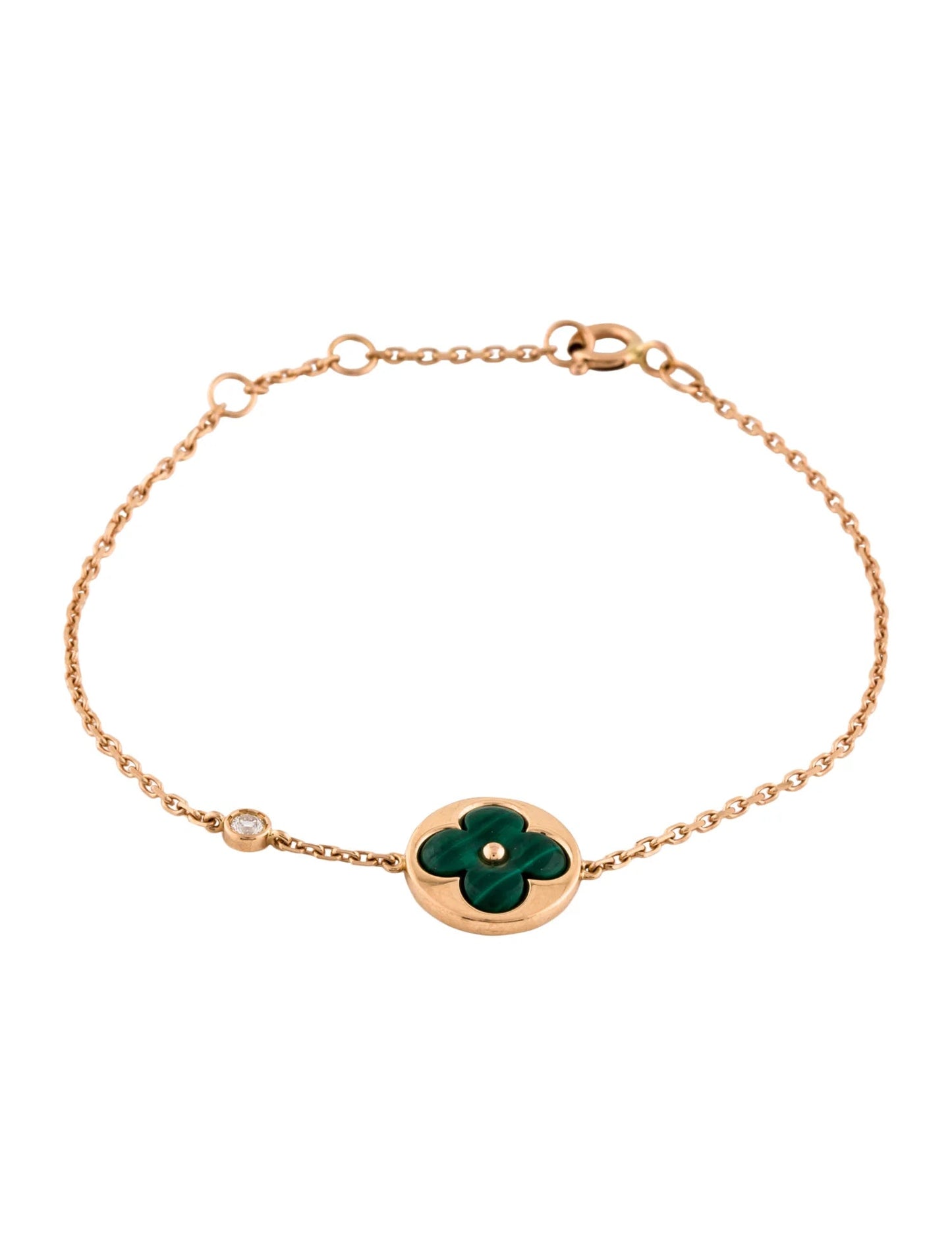 [Glow Muse]SUN MALACHITE 1 DIAMOND PINK GOLD BRACELET