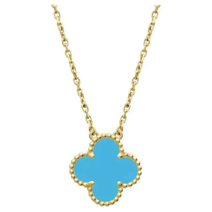 [Glow Muse]CLOVER 15MM VINTAGE TURQUOISE NECKLACE
