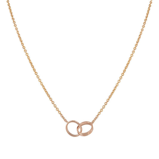 [Glow Muse]LOVE NECKLACE DOUBLE RING PINK GOLD
