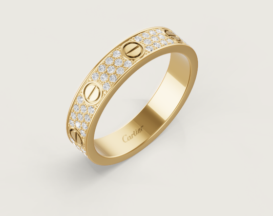 [Glow Muse]LOVE RING 4mm幅 フルダイヤモンドリング ゴールド
