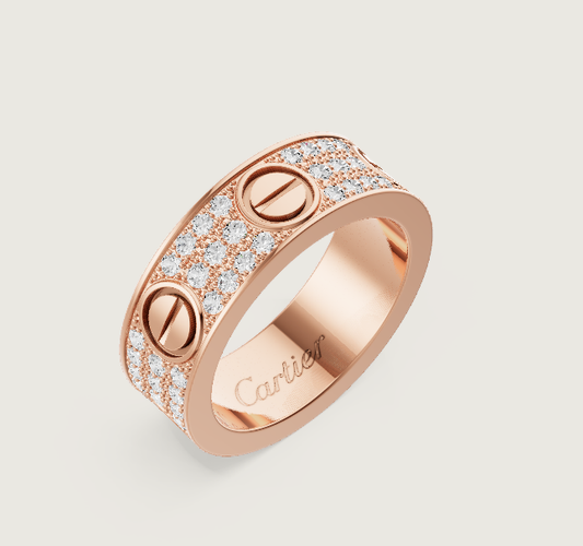 [Glow Muse]LOVE RING 6.5mm-幅 フルダイヤモンドリング ローズゴールド