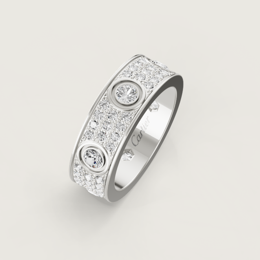 [Glow Muse]ラブリング 6.5MM フルダイヤモンド、6大ダイヤモンド シルバー