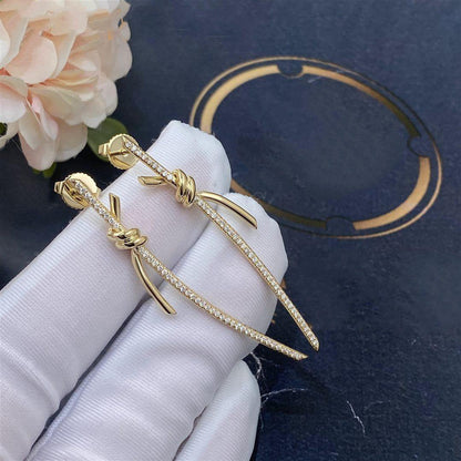 [Glow Muse ]KNOT DROP EARRINGS IN YELLOW GOLD WITH DIAMONDS