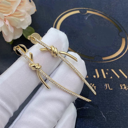 [Glow Muse ]KNOT DROP EARRINGS IN YELLOW GOLD WITH DIAMONDS