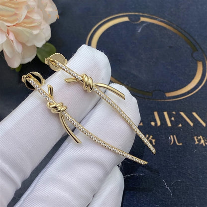 [Glow Muse ]KNOT DROP EARRINGS IN YELLOW GOLD WITH DIAMONDS