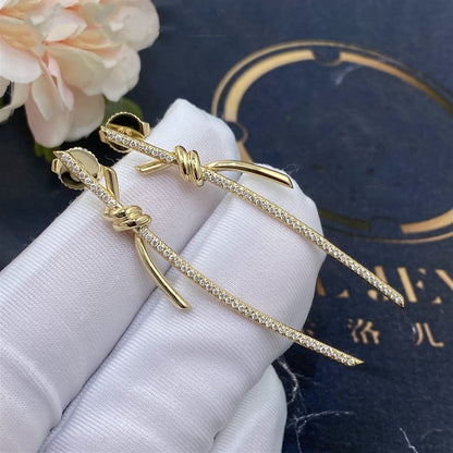[Glow Muse ]KNOT DROP EARRINGS IN YELLOW GOLD WITH DIAMONDS
