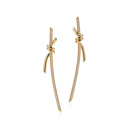 [Glow Muse ]KNOT DROP EARRINGS IN YELLOW GOLD WITH DIAMONDS