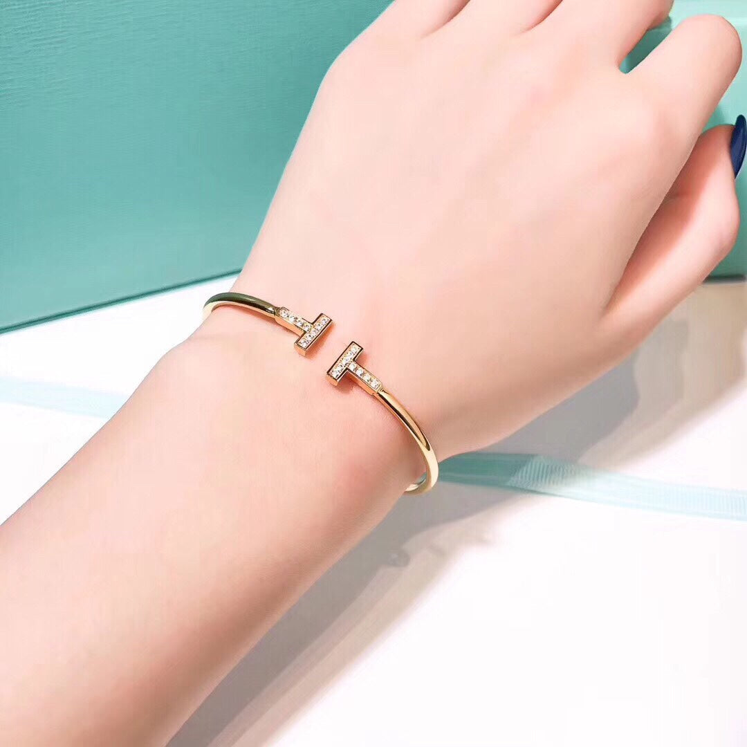 [Glow Muse ]T BRACELET 1.8MM GOLD DIAMOND
