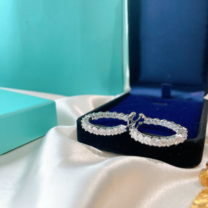 [Glow Muse ]SILVER DIAMOND HOOP EARRINGS