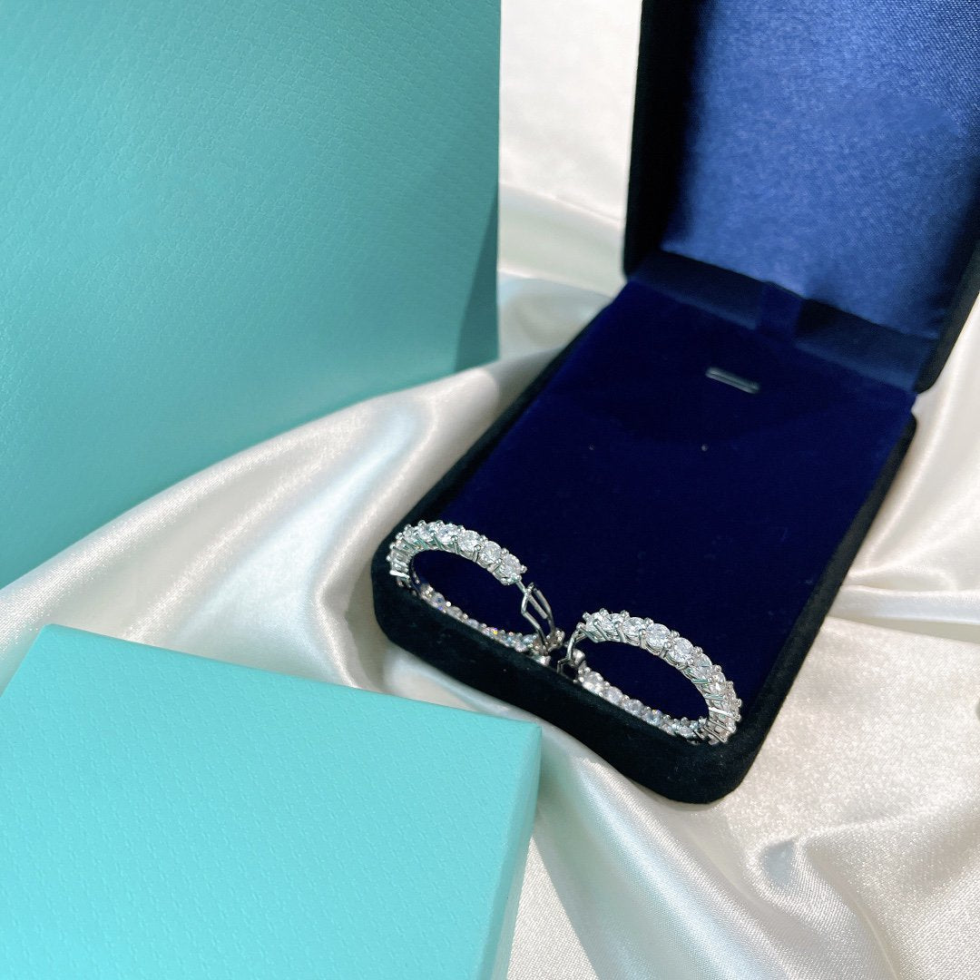 [Glow Muse ]SILVER DIAMOND HOOP EARRINGS