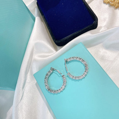 [Glow Muse ]SILVER DIAMOND HOOP EARRINGS