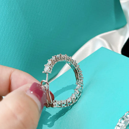 [Glow Muse ]SILVER DIAMOND HOOP EARRINGS
