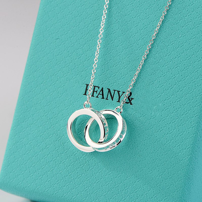 [Glow Muse ]NECKLACE FEMALE DOUBLE RING DOUBLE CIRCLE COUPLE PENDANT