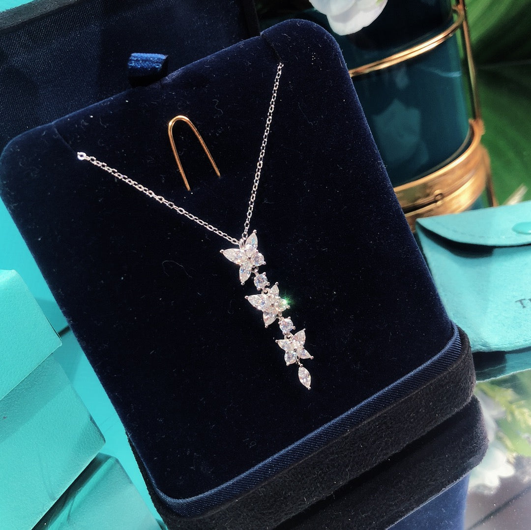 [Glow Muse ]MIXED CLUSTER DIAMOND DROP PENDANT