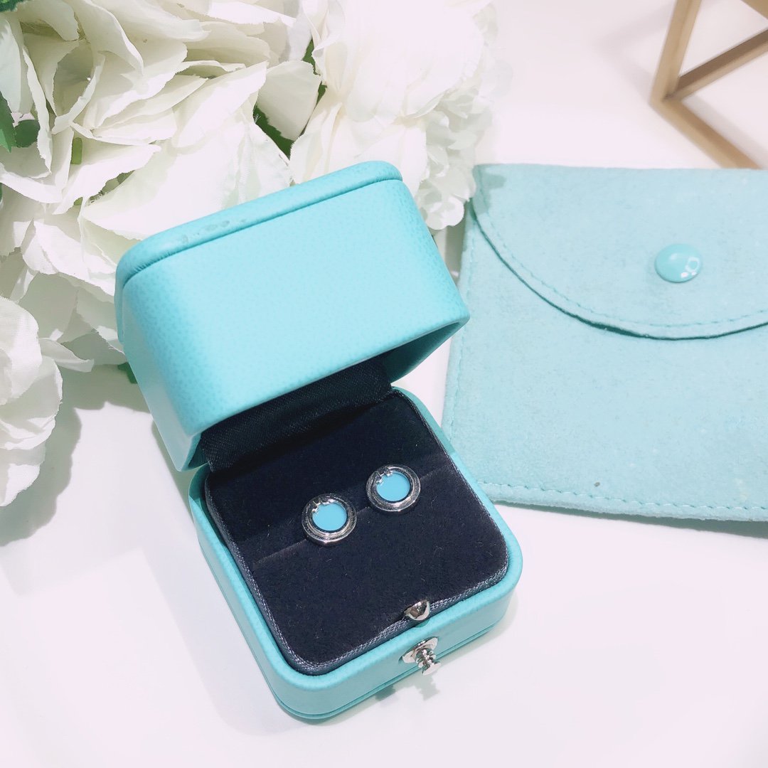 [Glow Muse ]TURQUOISE CIRCLE WHITE GOLD EARRINGS