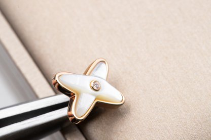 [Glow Muse]JEUX DE WHITE MOP PINK GOLD DIAMOND EARRINGS