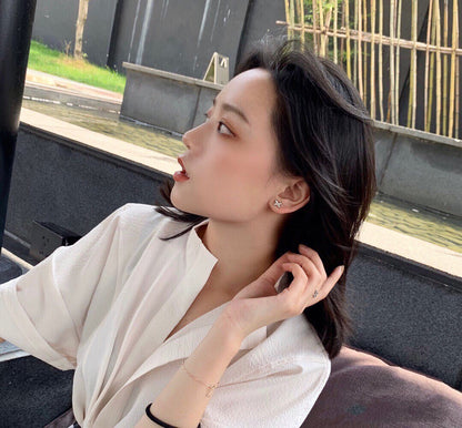 [Glow Muse]JEUX DE WHITE MOP ROSE GOLD DIAMOND EARRINGS