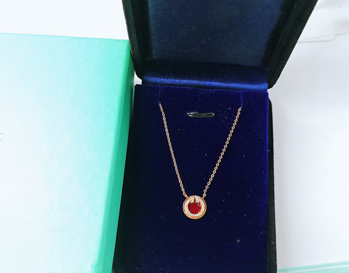 [Glow Muse ]DIAMOND AND MOTHER PEARL CIRCLE NECKLACE PENDANT