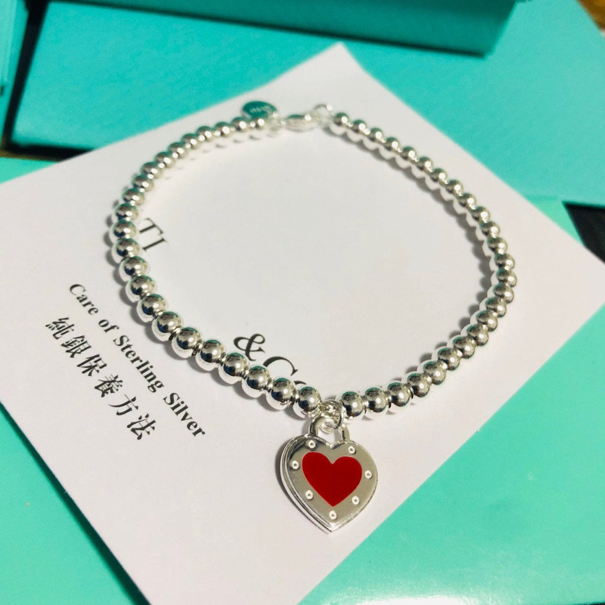 [Glow Muse ]LOVE TIFFANY RED HEART TAG BEAD BRACELET