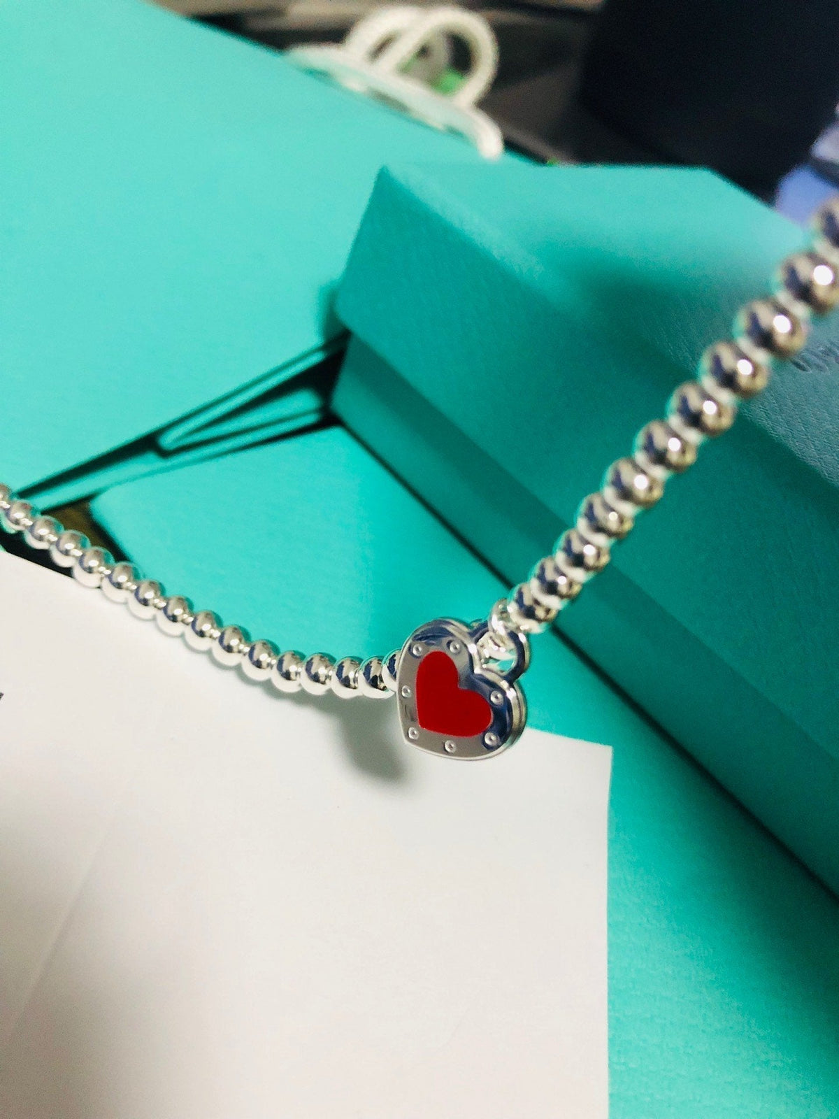 [Glow Muse ]LOVE TIFFANY RED HEART TAG BEAD BRACELET