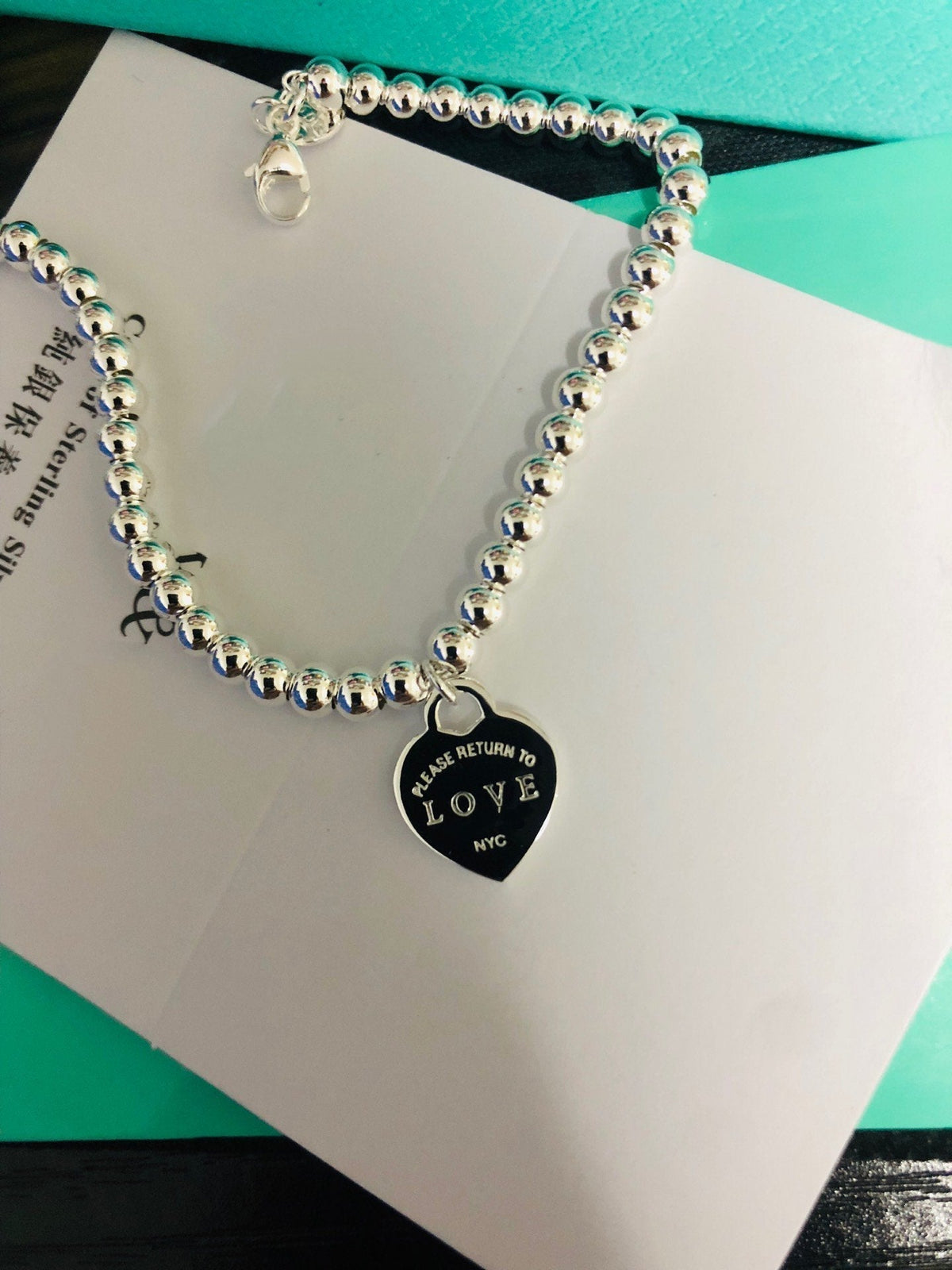 [Glow Muse ]LOVE TIFFANY RED HEART TAG BEAD BRACELET