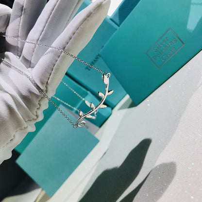 [Glow Muse ]PALOMA PICASSO STERLING SILVER OLIVE BRANCH NECKLACE
