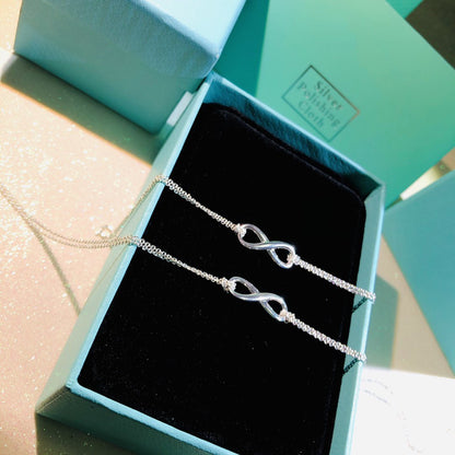 [Glow Muse ]SILVER INFINITY DOUBLE CHAIN NECKLACE