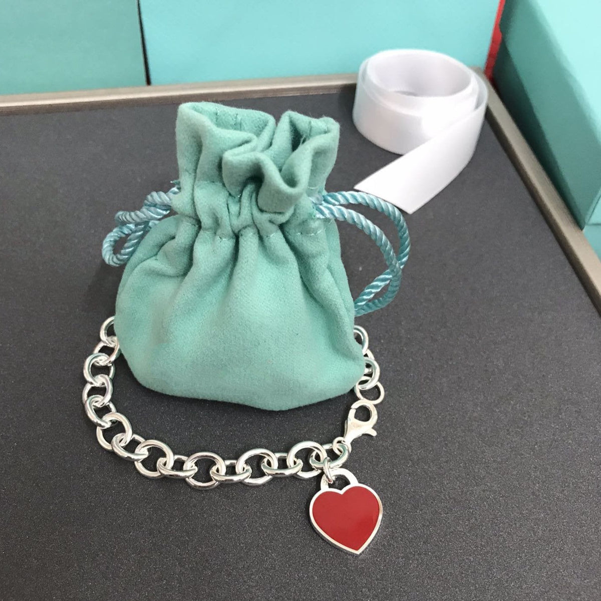 [Glow Muse ]HEART TAG BRACELET SILVER MEDIUM