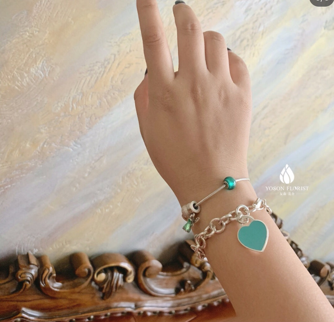 [Glow Muse ]HEART TAG BRACELET SILVER MEDIUM