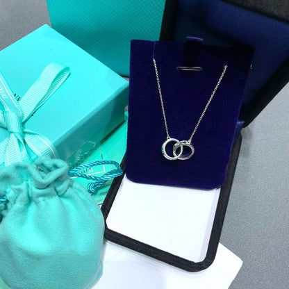 [Glow Muse ]INTERLOCKING CIRCLES PENDANT SILVER SMALL NECKLACE