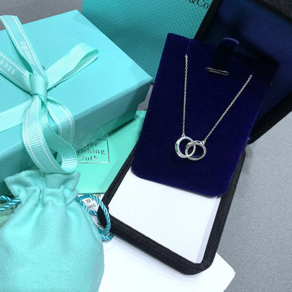 [Glow Muse ]INTERLOCKING CIRCLES PENDANT SILVER SMALL NECKLACE
