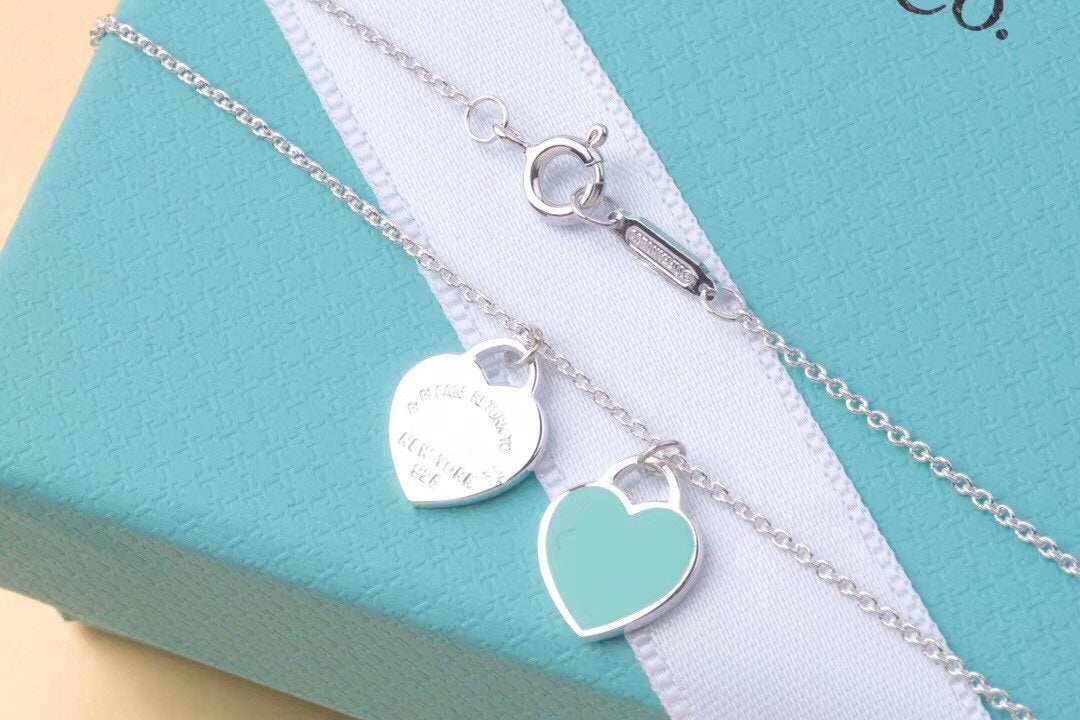[Glow Muse ]DOUBLE HEART TAG PENDANT SILVER MINI NECKLACE