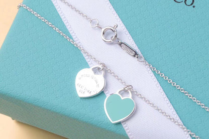 [Glow Muse ]DOUBLE HEART TAG PENDANT SILVER MINI NECKLACE