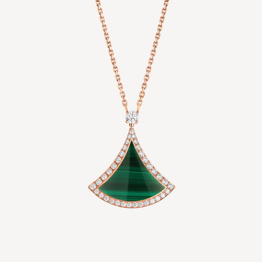 [Glow Muse]DREAM MALACHITE DIAMOND PAVED PINK GOLD NECKLACE