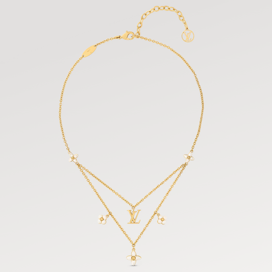 [Glow Muse]FLOWERGRAM GOLD MOP DOUBLE ROW NECKLACE