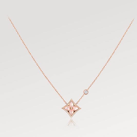 [Glow Muse]STAR PINK MOP 1 DIAMOND PINK GOLD NECKLACE