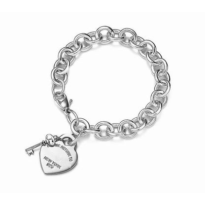 [Glow Muse ]KEY HEART CARD CHUNKY INTERLOCKING BRACELET LENGTH
