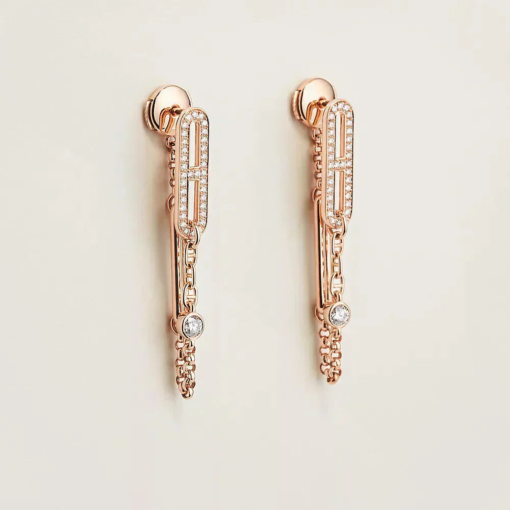 [Glow Muse]CHAINE CHAOS DIAMOND DROP EARRINGS