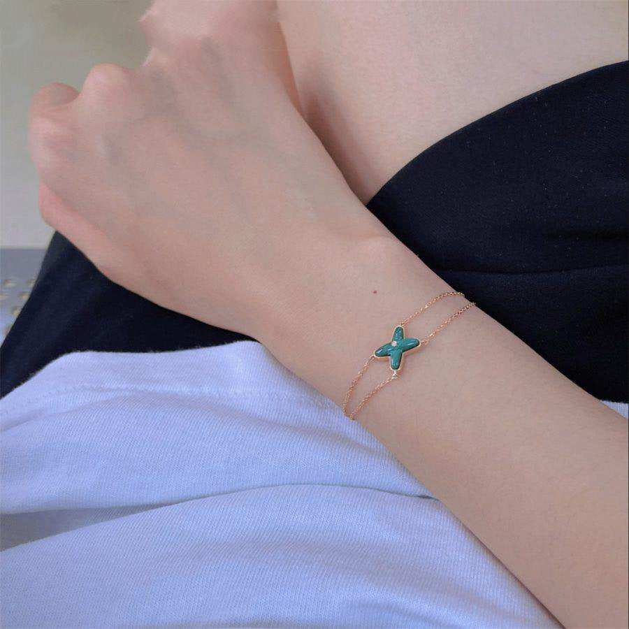 [Glow Muse]JEUX BRACELET MALACHITE PINK GOLD 1 DIAMOND