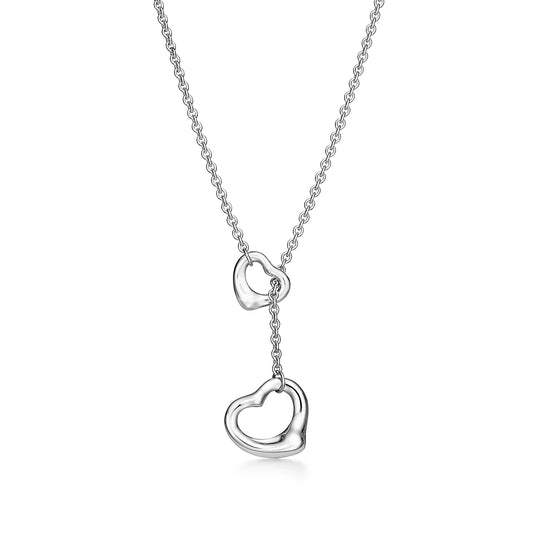 [Glow Muse ]OPEN HEART LARIAT NECKLACE SILVER