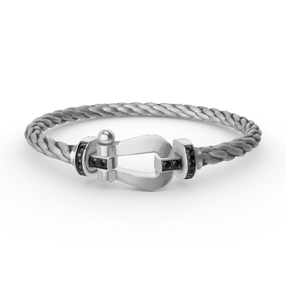 [Glow Muse]FORCE LARGE HORSESHOE BLACK DIAMOND BRACELET SILVER