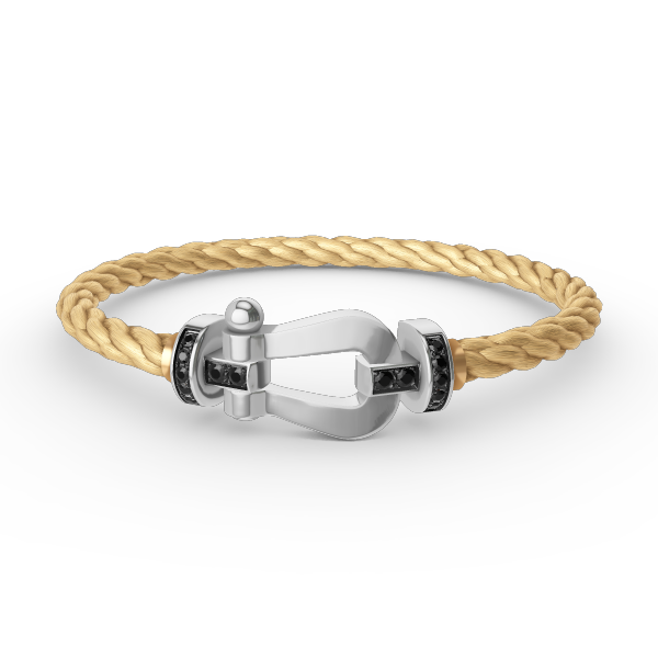 [Glow Muse]FORCE LARGE HORSESHOE BLACK DIAMOND BRACELET SILVER