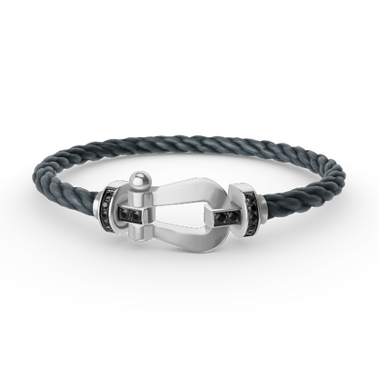 [Glow Muse]FORCE LARGE HORSESHOE BLACK DIAMOND BRACELET SILVER