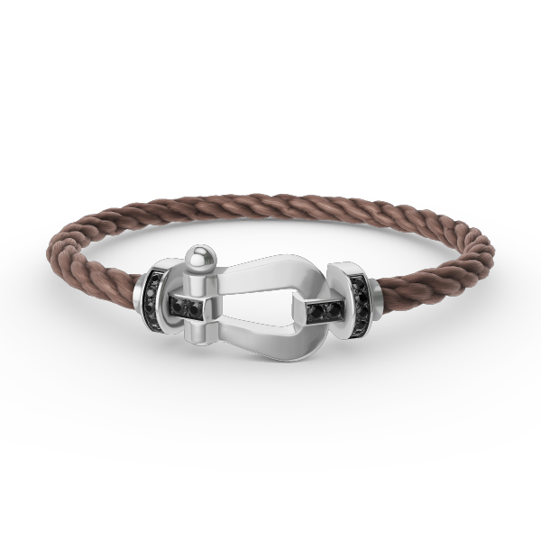 [Glow Muse]FORCE LARGE HORSESHOE BLACK DIAMOND BRACELET SILVER