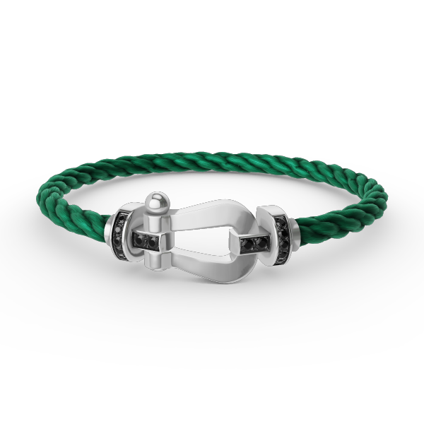[Glow Muse]FORCE LARGE HORSESHOE BLACK DIAMOND BRACELET SILVER