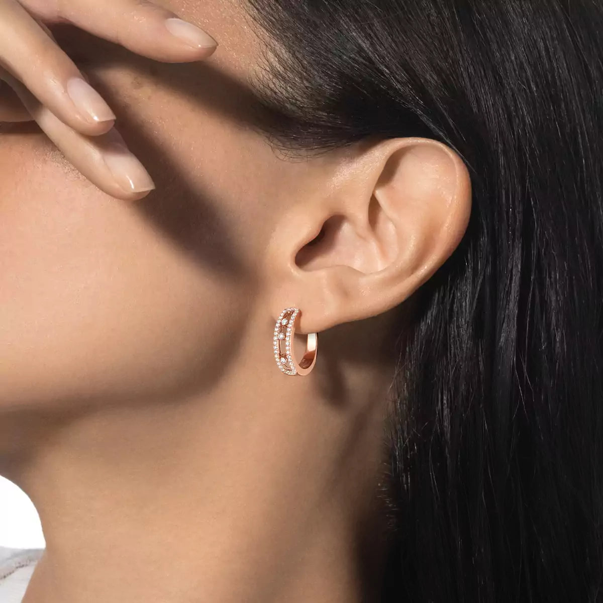 [Glow Muse]Diamond Pave_ Hoop Earrings Move