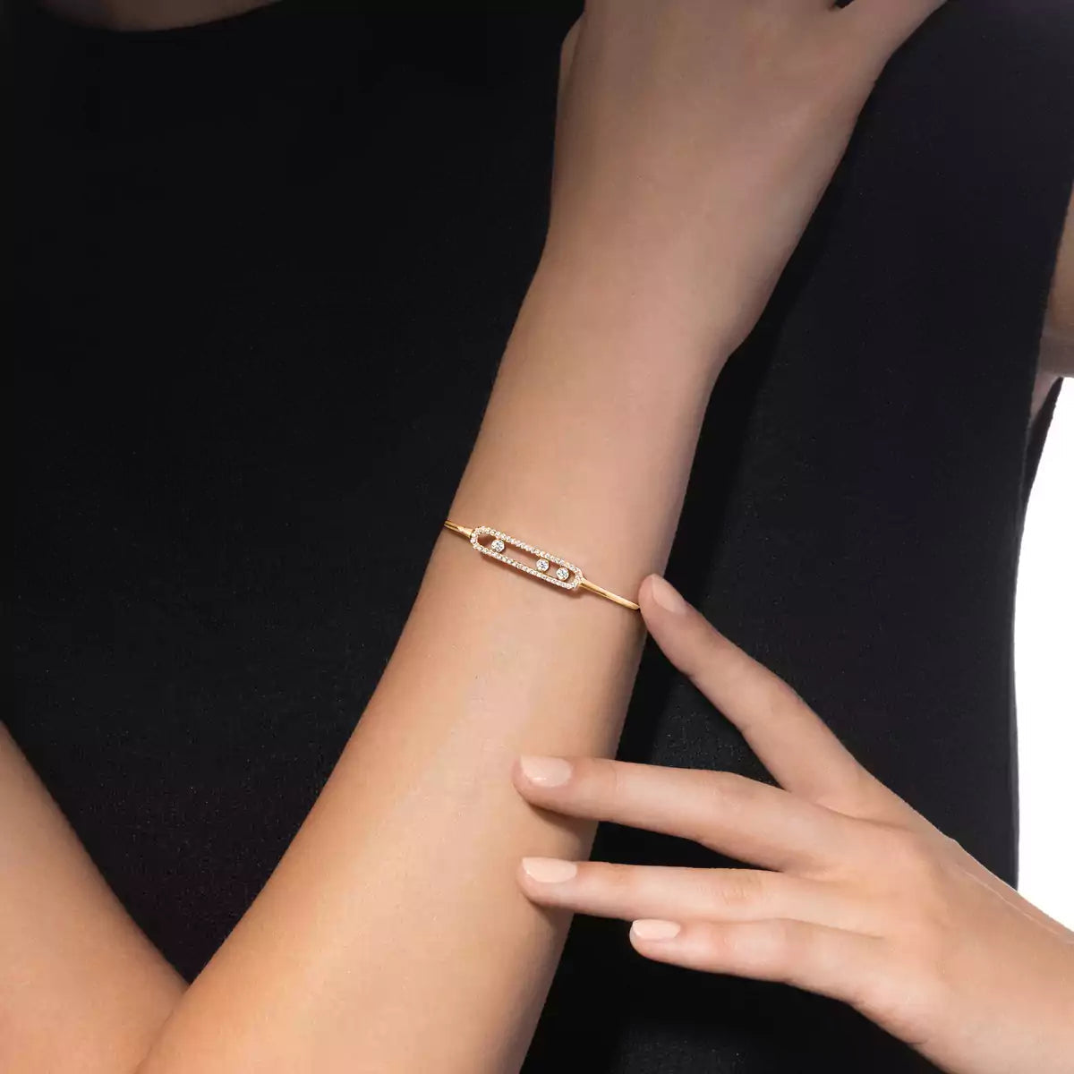 [Glow Muse]Move Pavé Diamond Bangle Bracelet M