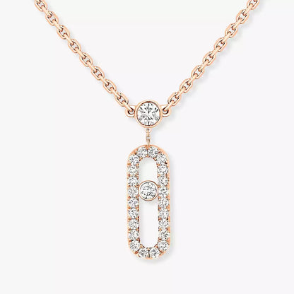 [Glow Muse]2 Rows Rose Gold Diamond Pave_ Necklace Move Uno
